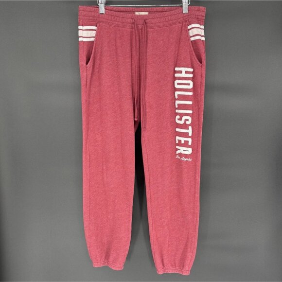 Hollister Women's Spell Out Jogger Sweatpants Size L Burgundy Loungewear Y2k - Picture 1 of 10